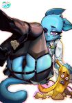 2025 anthro artist_name banana_peel black_clothing black_footwear black_panties black_shoes black_underwear blue_body blue_eyes blue_fur bottomwear butt cartoon_network cheek_tuft clothed clothing collared_shirt domestic_cat dress_shirt eyebrows eyelashes facial_tuft felid feline felis female footwear fur garter_belt garter_straps hi_res high_heels inner_ear_fluff legwear looking_at_viewer mammal markings miniskirt nicole_watterson one_eye_closed panties phenecly pink_nose shirt shoes simple_background skirt solo stockings text the_amazing_world_of_gumball thigh_highs topwear tuft underwear whisker_markings white_background