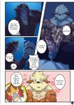 age_difference anthro arcanine bed better_version_at_source blush bodily_fluids comic cum cum_on_bed cum_on_chest cum_on_penis duo english_text entei entei_(shinobiya) fur furniture generation_1_pokemon generation_2_pokemon genital_fluids genitals hair heart_symbol hi_res legendary_pokemon male male/male muscular muscular_male nintendo nipples penis pokemon pokemon_(species) pubes shinobiya stripes text windy_(shinobiya)