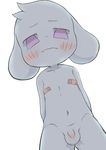  anthro asriel_dreemurr blush boss_monster caprine crybleat crying fur goat long_ears looking_at_viewer male mammal nude penis simple_background solo tears undertale video_games white_background white_fur young 