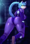  2015 anthro big_butt blue_fur butt camel_toe cat clothed clothing feline female fur looking_back mammal rear_view rhodesio rosie_(ionic44) skimpy solo suit thick_thighs yellow_eyes 