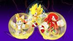  3d blue_eyes clenched_hands deviantart_sample image_sample knuckles_the_echidna lightning_bolt metal_sonic multiple_boys outstretched_hand purple_eyes red_eyes sonic sonic_heroes sonic_the_hedgehog super_sonic tails_(sonic) wallpaper 