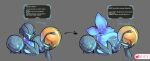 alien alien_humanoid armor black_armor blue_body bodily_fluids dark_samus english_text eviltqf female flower_mouth goo_creature goo_humanoid hi_res humanoid imminent_vore licking metroid metroid_prime morph_ball nintendo open_mouth saliva samus_aran text tongue tongue_out translucent translucent_body vore