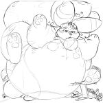 1:1 2020 absurd_res belly big_belly blowing_balloon buoyantbliss buoyantbliss_(character) close_to_bursting furniture heart_eyes heart_symbol hi_res hose hose_in_butt huge_belly hyper hyper_belly hyper_inflation implied_popping inflation poking_belly table vase