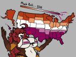 anthro big_breasts bikini breasts canid canine clothed clothing curvy_figure digital_drawing_(artwork) digital_media_(artwork) eyes_closed female fingers fox fur hair jeb_bush_flawless_victory lesbian_pride_colors lgbt_pride long_hair mammal map maple_(mexifurfoof) meme mexifurfoof navel orange_lesbian_pride_colors pride_color_clothing pride_colors red_hair simple_background smile solo swimwear text thick_thighs topwear two-piece_swimsuit united_states_of_america voluptuous wide_hips