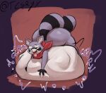 2025 4_fingers ahegao anthro anthro_pred ass_up belly belly_on_ground belly_squeeze belly_squish big_belly big_butt big_tail black_eyebrows black_stripes black_text bloated bodily_fluids bodily_noises bottom_heavy butt churn digestion digestion_noises digital_media_(artwork) digital_painting_(artwork) drooling drooling_tongue english_description english_text eye_roll eyebrows eyes_mostly_closed facial_markings fingers fully_inside fur glorsh gloves_(marking) grey_body grey_fur hand_on_belly hand_on_own_belly hanging_tongue head_markings hi_res huge_belly huge_butt huge_hips hyper hyper_belly indigo_park kerchief kerchief_only light lighting looking_pleasured lying male male_anthro male_pred mammal markings mask_(marking) monotone_belly monotone_neckerchief mostly_nude mostly_nude_anthro mostly_nude_male motion_lines mph! muffled multicolored_body multicolored_face multicolored_fur narrowed_eyes neckerchief neckerchief_only neckwear on_front onomatopoeia open_mouth open_smile painting_(artwork) procyonid purple_text raccoon rambley_raccoon red_kerchief red_neckerchief resting_on_belly ring_(marking) ringed_tail rumbling_stomach saliva saliva_on_tongue shaded shortened_sound_effect signature simple_background smile soft_shading soft_vore solo sound_effect_variant sound_effects squish striped_markings striped_tail stripes tail tail_markings tcsrjx teeth text thick_thighs three-quarter_view tongue tongue_out twitter_handle two_tone_tail unseen_prey vore vowelless vowelless_sound_effect vowelless_vocalization white_belly white_body white_fur white_text_border wide_hips