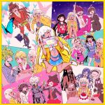  6+boys 6+girls ahoge akamatsu_kaede amami_rantaro applying_manicure barefoot blonde_hair blue_butterfly blue_eyes blue_skirt border bra brown_jacket brown_pants bug bug_cage butterfly cake censored chabashira_tenko coat danganronpa_(series) danganronpa_v3:_killing_harmony dildo facial_hair food goatee goggles goggles_on_head gokuhara_gonta grey_hair hair_over_one_eye hands_on_own_hips harukawa_maki hat highres holding holding_sketchbook hoshi_ryoma iruma_miu jacket jewelry k1-b0 kneeling momota_kaito multiple_boys multiple_girls multiple_views nail_polish navel_piercing necklace necktie oma_kokichi one_eye_closed open_mouth pants piercing pink_eyes pink_skirt pleated_skirt pointing pointing_up purple_hair purple_pants saihara_shuichi sex_toy shinguji_korekiyo shirogane_tsumugi shirt shoes sketchbook skirt squatting stargazing string_of_flags striped_clothes striped_pants striped_shirt tojo_kirumi twintails underwear white_bra white_shoes witch_hat yellow_border yellow_coat yellow_eyes yellow_necktie yonaga_angie yumeno_himiko yyy246 