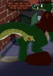 after_vore bone bones_in_scat crocodilian dialogue disposal equid equine excessive_feces feces filthivore hi_res hyper hyper_feces hyracotherium kaprosuchus kieron_the_kaprosuchus male mammal public public_exposure reptile scalie vore