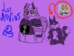 anthro black_body black_fur canid canine canis clothing d_the_wolf domestic_cat duo felid feline felis fur genka humanoid male male/male mammal mommydkg moobs neco-arc nude obese obese_male overweight overweight_male piercing slightly_chubby slightly_chubby_male tsukihime type-moon white_body white_fur wolf yellow_eyes