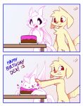 anthro artist_name bent_over bird_dog birthday birthday_cake birthday_gift cake canid canine canis comic crotch_lines dessert digital_drawing_(artwork) digital_media_(artwork) domestic_dog duo english_text female floppy_ears food fur golden_retriever guardian_spirit hair hunting_dog joxh looking_back male male/female mammal maori_(dexstnc) microsoft nude open_mouth ori_(series) pushing pushing_down pushing_head retriever shaded signature simple_background sketch smile smug_face sol_(joxh) splat tail teeth text watermark xbox_game_studios