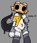 2025 :3 aliasing animate_inanimate anthro bell bell_collar big_eyes binary_drawing black_body black_collar black_eyes blush blush_stickers bottomless box box_head cardboard cardboard_box closed_smile clothed clothing clothing_lift collar container digital_drawing_(artwork) digital_media_(artwork) emoticon empty_eyes english_text eyelashes featureless_crotch felid feline female fingers flat_chested flat_colors front_view fur goo_tail grey_background grey_body grey_clothing grey_fur grey_legwear grey_thigh_highs happy hi_res jingle_bell jingle_bell_collar legwear living_plushie looking_at_viewer mammal mouth_closed navel nonbinary_(lore) plushie portrait seam_(sewing) shirt shirt_lift simple_background slim smile solo standing text thigh_highs three-quarter_portrait topwear weirdenned yellow_clothing yellow_shirt yellow_topwear