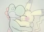 anthro cuddling digital_drawing_(artwork) digital_media_(artwork) dinosaur duo feral generation_1_pokemon green_yoshi male male/male mammal mario_bros mouse murid murine nintendo pikachu pokemon pokemon_(species) portrait prehistoric_species rat reptile rodent scalie sketch tail yoshi yoshikachu