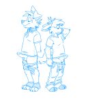 anthro back_to_back balls bandage bottomwear bottomwear_down boxer_briefs canid canine circumcised clothed clothing collar comparing comparing_penis darwin_(tinydeerguy) deer duo footwear foreskin fuzzy_balls genitals hi_res line_art male male/male mammal matt_riskely monochrome pajama_pants pants pants_down partially_clothed penis shirt side_view size_difference sketch small_penis socks sweatpants t-shirt tinydeerguy toeless_footwear toeless_socks topwear underwear underwear_down