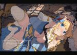  1boy 1girl arch_bishop_(ragnarok_online) blonde_hair blue_bow blue_dress blue_eyes blush bound bound_wrists bow breasts breasts_out censored clenched_teeth commentary_request cross cuffs dress female_pubic_hair fishnet_thighhighs fishnets frilled_hairband frilled_thighhighs frills full_body hair_bow hair_ornament hairband heart heart_hair_ornament hetero juliet_sleeves large_breasts letterboxed long_hair long_sleeves looking_at_viewer lying mosaic_censoring nagioka nipples no_shoes on_side paid_reward_available panties penis penis_on_face pubic_hair pubic_hair_peek puffy_sleeves ragnarok_online red_hairband sash shadow_chaser_(ragnarok_online) solo_focus teeth thighhighs two-tone_dress underwear vial white_dress white_panties white_thighhighs yellow_sash 