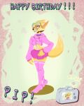 4:5 abstract_background absurd_res anonymous_artist anthro birthday bottomwear camera camera_flash clothing collar exposed_hips eyewear footwear glasses hi-rez_studios hi_res legwear male male/male paladins_(game) photo pink pink_bottomwear pink_clothing pink_skirt pink_sweater pink_topwear pip_(paladins) round_glasses simple_background skirt smile smiling_at_viewer smirk smirking_at_viewer socks solo sweater thigh_highs thigh_socks toony topwear vulpin
