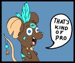  ambiguous_gender blue_eyes brown_fur dialogue dynamoody feathers fur fur_markings invalid_background invalid_tag jewelry magic_user mammal markings meme mouse neclace open_mouth rodent shaman solo toony transformice tribal_spellcaster 