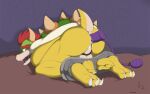 anal anal_penetration anthro ball_gag balls bdsm bondage bound bowser butt digital_media_(artwork) dildo dildo_in_ass dildo_insertion gag gagged genitals hair hi_res horn inflatable_dildo koopa looking_back male mario_bros nintendo nude object_in_ass penetration raised_tail red_eyes red_hair scales scalie sex_toy sex_toy_in_ass sex_toy_insertion shell solo spinal22 tail yellow_body yellow_scales