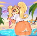  angry ass beach blonde_hair bouncing_ass coco_bandicoot crash_bandicoot_(series) huge_ass spanked spanking sweat sweatdrop water 