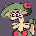 1:1 2022 absurd_res ambiguous_gender angry black_eyes breloom eyebrows generation_3_pokemon green_body hi_res meichel mouth_closed nintendo pokemon pokemon_(species) red_hands simple_background solo tail white_sclera