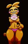 2023 4_fingers absurd_res animatronic anthro avian bav big_breasts bird black_background black_sclera bodily_fluids breasts chicken clothing cupcake_(fnaf) digital_drawing_(artwork) digital_media_(artwork) eyelashes featureless_breasts female female_anthro fingers five_nights_at_freddy&#039;s five_nights_at_freddy&#039;s_2 galliform gallus_(genus) glistening glistening_arms glistening_bodily_fluids glistening_body glistening_breasts glistening_saliva glistening_teeth glistening_thighs glowing glowing_eyes grey_teeth hand_on_hip hand_on_own_hip hi_res looking_at_viewer looking_down looking_down_at_viewer machine metal_teeth narrowed_eyes navel panties phasianid pink_cheeks pink_clothing pink_panties pink_underwear robot robot_anthro saliva scottgames shaded sharp_teeth simple_background smile smug_expression smug_eyes smug_face solo standing teeth thick_thighs toy_chica_(fnaf) underwear white_bib white_eyes wide_hipped_anthro wide_hipped_female yellow_body yellow_breasts