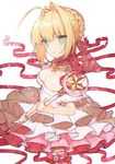  ahoge blonde_hair blush breasts cardcaptor_sakura cleavage cosplay dress fate/extra fate_(series) gloves green_eyes hoshi_no_tsue kinomoto_sakura kinomoto_sakura_(cosplay) long_hair magical_girl medium_breasts nero_claudius_(fate) nero_claudius_(fate)_(all) ribbon seiyuu_connection smile solo tange_sakura wings yasiromann 