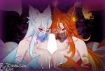  1boy 2girls @_@ ass bare_shoulders blue_gloves blue_hair breast_press breasts censored choker collarbone commission cooperative_paizuri cum cum_on_body cum_on_breasts cum_on_hair elbow_gloves english_commentary facial ffm_threesome fox_girl gloves glowing glowing_heart glowing_penis group_sex hair_ornament hetero highres huge_breasts hypnosis indie_virtual_youtuber large_variant_set long_hair looking_at_viewer mind_control mouth_veil multicolored_hair multiple_girls orange_hair orange_tail paizuri penis ryncka smug_alana snowflake_hair_ornament symmetrical_docking teamwork_(sexual) threesome two-tone_hair variant_set veil virtual_youtuber white_hair white_tail 