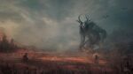 16:9 2017 3_eyes adobe_photoshop_(artwork) alessandra_de_bernardis ambiguous_feral ambiguous_gender anthro armor arms_bent avian bird black_horn bovid caprine caprine_demon clothed clothed_human clothed_male clothing cloud cloudy_sky colored demon digital_media_(artwork) digital_painting_(artwork) english_description evergreen_tree feral field flying fog fur geralt_of_rivia glowing glowing_eyes goat_demon grass grey_body grey_fur group hi_res holding_melee_weapon holding_object holding_sword holding_weapon horn human larger_anthro larger_male magic magic_user male male_human mammal melee_weapon mountain multi_eye outside painting_(artwork) pauldron pine_tree plant red_eyes signature size_difference sky smaller_ambiguous smaller_feral smaller_human smaller_male standing sword the_witcher tree weapon widescreen