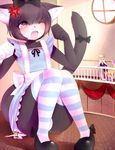  2017 angry anthro balls black_fur black_hair blush bow canine cat clothed clothing crossdressing crunchobar cub feline fox fur girly hair macro male mammal open_mouth purple_eyes white_fur young 