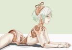  1girl absurdres cecilia_immergreen clockwork drawingdeebop exposed_internal_machinery gears green_eyes green_hair grey_hair highres hololive hololive_english joints looking_at_viewer mechabare multicolored_hair short_hair solo streaked_hair virtual_youtuber winding_key 