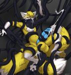 absurd_res akatosh anal anal_penetration anthro balls big_balls big_penis blue_eyes blue_penis blush bodily_fluids bulging_tentacles canid canine clrfoolished coiling_around_arm coiling_around_balls coiling_around_leg coiling_around_paw coiling_around_penis coiling_around_torso cum cum_in_ass cum_in_mouth cum_inflation cum_inside cum_on_face ejaculation erection eyes_closed forced fox fur genital_fluids genitals hair hi_res huge_balls huge_penis inflation male mammal nervous nude penetration penis rape sex solo sweat sweatdrop tail tentacle_in_ass tentacle_mask tentacle_penetration tentacle_rape tentacle_sex tentacles white_body white_fur yellow_body yellow_fur