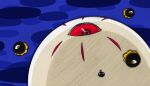  blue_background blue_skin captainmolasses colored_skin dark_matter_(kirby) gooey_(kirby) kirby&#039;s_dream_land_3 kirby_(series) looking_at_another multiple_others no_humans one-eyed tongue tongue_out traditional_media white_skin zero_(kirby) 