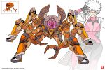  1girl absurdres apoloniodraws arm_up ben_10 ben_10:_alien_force black_eyes brainstorm_(ben_10) breasts claw_(weapon) genderswap genderswap_(mtf) glasses highres horseshoe lab_coat mecha mecha_pilot_suit mechanical_legs non-humanoid_robot omnitrix one_eye_closed open_hatch personification pilot robot scientist short_hair weapon white_hair 