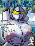 3:4 anthro areola armwear artist_name big_areola big_breasts big_nipples black_eyebrows black_nose blue_lipstick blush blush_lines breasts clothing collar cover covering covering_breasts ears_down elbow_gloves english_text eyebrows eyewear female fishnet_armwear fishnet_clothing floppy_ears fur glasses gloves grey_hair grey_inner_ear hair hand_behind_head handwear hi_res huge_breasts jyto lipstick long_ears long_tail magazine_cover makeup nipples pink_areola pink_nipples pink_tongue pivoted_ears short_hair solo sunglasses tail teeth teeth_showing tem temmie_(undertale) temren_(jyto) text tongue undertale undertale_(series) watermark white_body white_ears white_fur white_tail yellow_eyewear yellow_glasses
