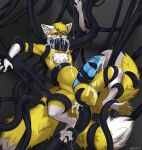 absurd_res akatosh anal anal_penetration anthro balls big_balls big_penis blue_eyes blue_penis blush bodily_fluids bulging_tentacles canid canine clrfoolished coiling_around_arm coiling_around_balls coiling_around_leg coiling_around_paw coiling_around_penis coiling_around_torso cum cum_in_ass cum_in_mouth cum_inflation cum_inside cum_on_chest cum_on_face erection eyes_closed forced fox fur genital_fluids genitals hair hi_res huge_balls huge_penis inflation male mammal nervous nude penetration penis rape sex solo sweat sweatdrop tail tentacle_in_ass tentacle_mask tentacle_penetration tentacle_rape tentacle_sex tentacles white_body white_fur yellow_body yellow_fur