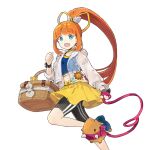  1girl bag blue_eyes blunt_bangs heracles_(uchihime) open_mouth orange_hair pig ponytail skirt transparent_background uchi_no_hime-sama_ga_ichiban_kawaii yellow_skirt 