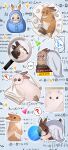  ... ? animal animal_focus animalization arrow_(symbol) brown_fur glasses honto_pic hood lying magnifying_glass multiple_views no_humans original paper rabbit round_eyewear sparkle speech_bubble spoken_ellipsis spoken_question_mark 