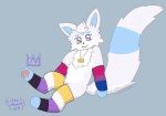 2025 absurd_res anthro bisexual_pride_colors blue_shiru_(lilacmonarch) canid cheek_tuft clothing digital_drawing_(artwork) digital_media_(artwork) eeveelution facial_tuft fakemon footwear footwear_only forehead_gem fur fur_markings gem hi_res infineon jewelry lgbt_pride lgbt_pride_month lilacmonarch looking_at_viewer male mammal markings mostly_nude necklace nintendo nonbinary_(lore) nonbinary_pride_colors pokemon pokemon_(species) pride_colors sitting socks socks_only solo tail tuft