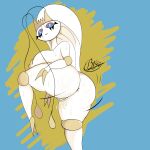 1:1 absurd_res antennae_(anatomy) anthro areola arthropod big_breasts big_butt bodily_fluids breasts butt eddiebrije female generation_7_pokemon genital_fluids genitals hi_res huge_breasts nintendo nipples not_furry nude pheromosa pokemon pokemon_(species) purple_eyes simple_background smile solo sweat sweatdrop sweaty_butt sweaty_genitalia ultra_beast vaginal_fluids vulva white_body wide_hips