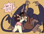 ambiguous_gender animal_humanoid anthro avian_feet belly bite blue_body bodily_fluids chimera claws clothed clothing colored coolwalker cubathan curly_hair demon digital_drawing_(artwork) digital_media_(artwork) dreadlocks drooling duo ear_piercing ear_ring english_text eyewear fangs feathered_wings feathers feeding finger_claws forced fur glasses group hair hi_res horn humanoid imp larger_pred long_ears long_hair long_horn long_neck long_tail male mammal multicolored_body mythological_creature mythology nipples nude open_mouth piercing pointy_ears puffed_cheeks questionable_consent ring_piercing saliva sequence sharp_teeth short_horn short_tail simple_background sitting size_difference small_horn smile stuffing tail teeth text toe_claws trio unknown_species unwilling_pred unwilling_prey vexedcalyx vore willing_pred wing_claws winged_arms wings