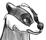  2017 anthro badger bluedouble cheek_tuft disney fan_character greyscale headshot_portrait male mammal monochrome mustelid portrait simple_background solo tuft white_background zootopia 