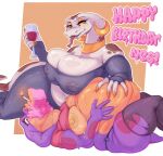 alcohol anthro belly_rub beverage cake candle chestdandy clothing dessert duo feeding female female/female food gold_(metal) gold_jewelry inflation jewelry keeshee lying nipple_piercing nipples nipples_visible_through_clothing on_back piercing purple_body purple_scales reptile scales scalie snake stuffing tongue tongue_out torn_clothing vranda white_body white_scales wine