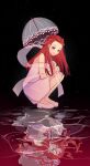  2girls absurdres ace_attorney brown_eyes commentary_request dahlia_hawthorne different_reflection dress eyelashes full_body highres holding holding_umbrella iris_(ace_attorney) kuailemaoamaomao^o^ long_hair looking_at_viewer multiple_girls orange_hair phoenix_wright:_ace_attorney_-_trials_and_tribulations reflection reflective_water ribbon shoes siblings sisters smile solo_focus spoilers squatting star_(sky) twins umbrella water white_dress white_ribbon white_shoes 