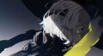  09wave_hb 1girl bandages conical_hat faust_(project_moon) grey_background grey_scarf hat heishou_pack-mao_branch_(identity)_(project_moon) highres limbus_company looking_at_viewer project_moon ribbon rice_hat scarf short_hair simple_background solo upper_body white_hair yellow_eyes yellow_ribbon 