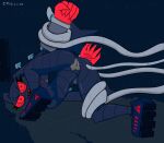 2023 5_fingers absurd_res ambiguous_gender angry anthro artist_name ass_up beltz_(jumpbreak96) black_body black_ears breasts clothing crisiscum eyelashes female fingers footwear glistening glistening_body glistening_vulva grey_inner_pussy grey_tentacles grey_vulva head_down head_down_ass_up hi_res humanoid_vulva imminent_sex imminent_vaginal lagomorph leporid long_ears looking_back mammal medium_breasts open_mouth pupils rabbit red_eyes red_hands red_sclera red_teeth restrained restrained_arms restrained_by_tentacles restrained_leg shaded sharp_teeth shoes solo teeth tentacle_creature tentacles text torn_clothing white_text