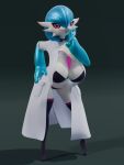  3:4 anthro bent_over bra choker clothing coat dr._voir eyewear female gardevoir generation_3_pokemon glasses hi_res jewelry lab_coat necklace nintendo panties plantpenetrator pokemon pokemon_(species) shiny_pokemon shush solo topwear underwear 