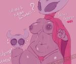 2025 2_horns 4_fingers absurd_res ambiguous_gender areola arthropod artist_name biped breasts clothing dialogue duo english_text eyelashes female fingers half_sister_(lore) heart_symbol hi_res hollow_knight horn hornet_(hollow_knight) interaction_drive lordmaksmiks nipples question question_mark red_clothing sibling_(lore) sister_(lore) sound_effects standing talking_to_another team_cherry text the_knight_(hollow_knight) thick_thighs underwear vessel_(species) white_text wide_hips