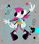 2025 antennae_(anatomy) anthro arthropod black_boots black_clothing black_footwear blue_clothing blue_shirt blue_topwear boots bottomwear clothing disney female fly_(animal) footwear freckled_face freckles gloves grey_body hair handwear insect jupiter9099 maggie_pesky multi_arm multi_limb orange_bottomwear orange_clothing orange_skirt pink_clothing pink_footwear pink_hair pink_socks shirt shoes skirt socks solo the_buzz_on_maggie topwear white_clothing white_gloves white_handwear