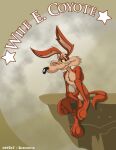 2010 3_toes 4_fingers abstract_background anthro arm_tuft arms_on_legs artist_name athletic athletic_anthro athletic_male belly bent_legs biped black_eyes black_nose brown_body brown_fur calf_tuft canid canine canis casual_nudity character_name chest_tuft cliff colored coyote curled_tail dated digital_drawing_(artwork) digital_media_(artwork) elbow_tuft eyebrows feet fingers forearm_tuft forearms fur glance half-closed_eyes head_tuft humanoid_hands humanoid_heel knee_tuft knee_up leg_tuft looney_tunes male mammal multicolored_body multicolored_fur narrowed_eyes nude outside paws pecs pinup pose ribs shaded shoulder_tuft sitting sitting_on_cliff skinny smile smiling_at_viewer solo star_symbol stevethedragon tail tan_belly tan_body tan_eyebrows tan_fur text toe_tuft toes tuft two_tone_body two_tone_fur vector vector_art warner_brothers white_text wile_e._coyote yellow_sclera