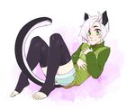  2017 animal_humanoid cat_humanoid cat_tail clothing enjoipandas feline green_eyes hair human humanoid legwear male mammal proby thigh_highs white_hair 