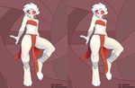  3dconfursion_(editor) anthro bandage clothing cross_eye_stereogram facial_markings female flat_chested hair hovering kae_esrial loincloth mammal markings qualzar short_hair simple_background solo stereogram tarunah 