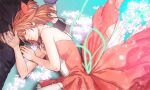  bare_shoulders braid character_request closed_eyes closed_mouth fingerless_gloves from_side gloves hair_ornament imam_(oozlo) korean_commentary magical_12th_graders magical_girl official_art pale_skin side_ponytail single_braid yeorum_han 